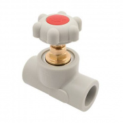 Кран вентильный FV-Plast - 50 (для полипропиленовых труб под пайку, цвет серый, ручка барашек)