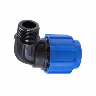 Переход на наружную резьбу угловой Политэк - 20 x 3/4" (винтовой, для труб ПНД)