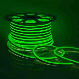 10-206 Светодиодный НЕОН (МИНИ),220В, 6Вт/м,SMD2835,108д/м,IP65,108Лм/м,кат.50м,8*16.5, зеленый