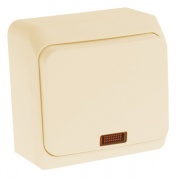 Переключатель одноклавишный с подсветкой Этюд кремовый [уп 25 шт]
