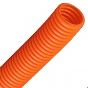 Труба ПНД гибкая гофр. д.32мм, лёгкая без протяжки, цвет оранжевый [бухта 25м]