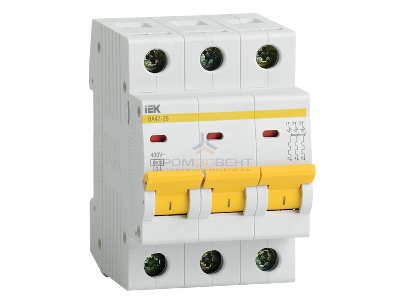 Автоматический выключатель ВА47-29 3Р 10А 4,5кА характеристика D ИЭК (автомат)